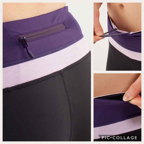 Lululemon Run A Marathon Crop Coal Grape Rose Sz 6 - Picture 7 of 8